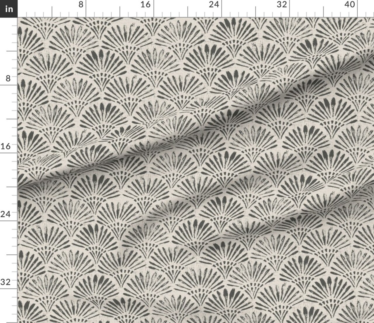 Various Fabrics by the Yard or Fat Quarter Art Deco Scallop Black Tan Geometric Arches Boho Weathered Block Print 1920S Custom Printed Fabric by Spoonflower